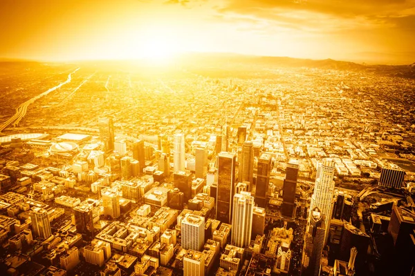 洛杉矶从直升机鸟瞰图 — 图库照片