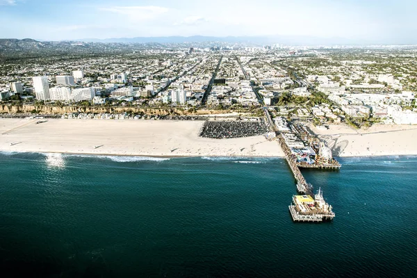 Aerial view of sand and seashore in Santa monica — Stock Photo, Image