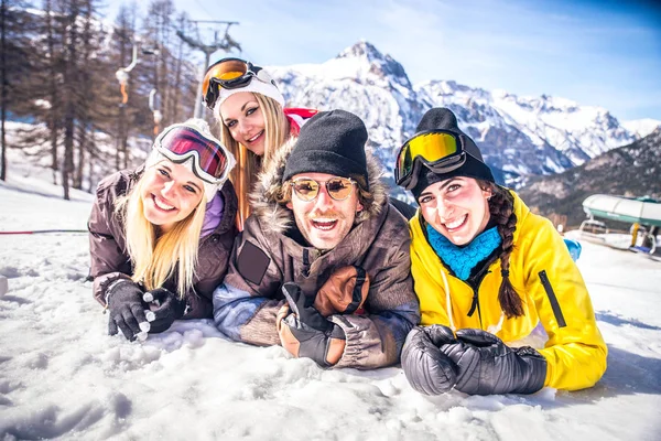 Friends on winter holidays — Stock Photo, Image