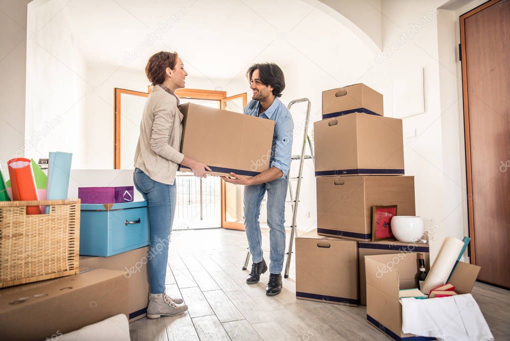 Couple moving into new house