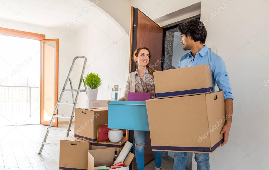 Couple moving into new house