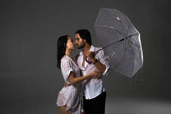 Couple under the rain