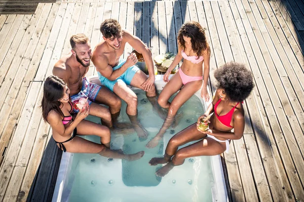 Friends partying on a rooftop — Stock Photo, Image