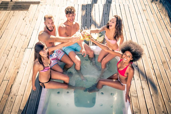 Friends partying on a rooftop — Stock Photo, Image
