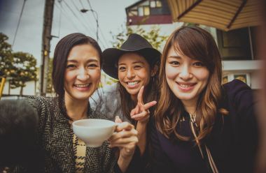 Group of japanese women spending time in Tokyo clipart