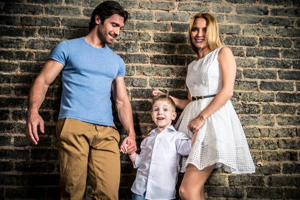 Family home portrait. Parents and son spending time together — Stock Photo, Image