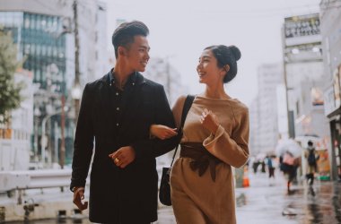 Genç Japon harcama zaman birlikte Tokyo'da Çift