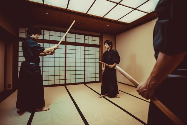 Samurai Training Een Traditionele Dojo Tokio — Stockfoto