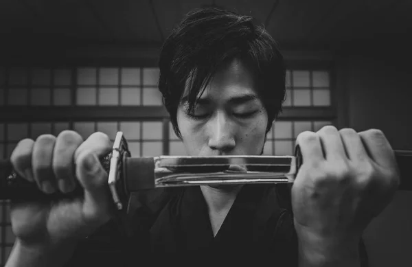 Antrenament samurai într-un dojo tradițional, în Tokyo — Fotografie, imagine de stoc