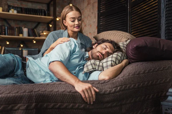 Couple taking a rest at home — Stock Photo, Image