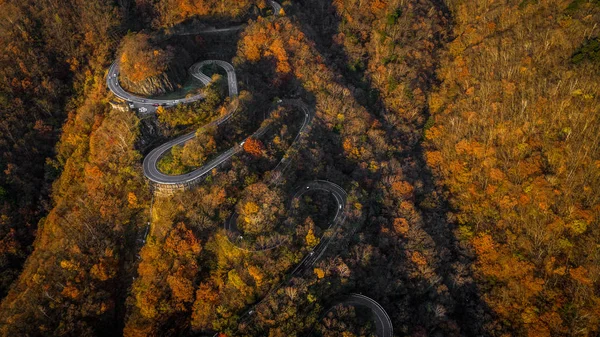 Estrada sinuosa de Nikko no outono, Japão — Fotografia de Stock