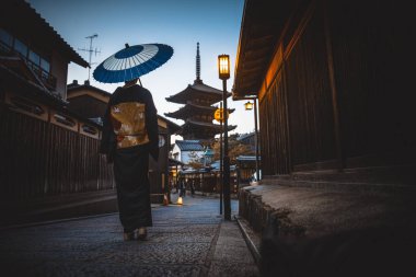 Köyde yürüyüş güzel Japon kadın kıdemli. Tipik 