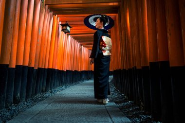 Japon kadına Fushimi Inari Tapınak