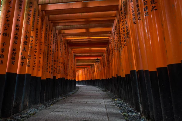 Röda Torii för Fushimi Inari helgedom, Kyoto, Japan — Stockfoto