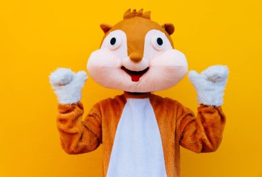Squirrel character mascot has a message for humanity. Environmen clipart