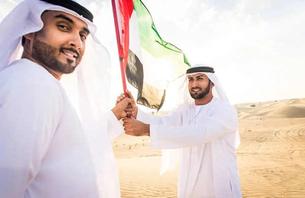 Arabic men in the desert — Stok fotoğraf