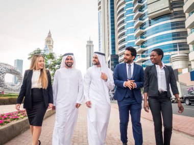 Group of businessmen in Dubai clipart