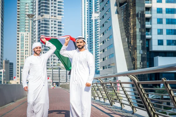 Two men with kandora in Dubai — Stock Photo, Image