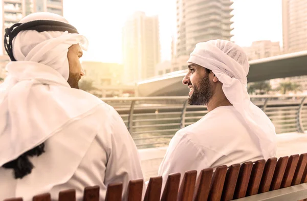Two men with kandora in Dubai — Stok fotoğraf