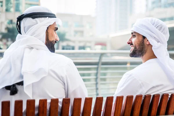 Two men with kandora in Dubai — Stok fotoğraf