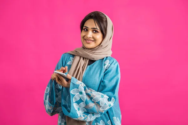 Arabic woman with abaya in studio — Stock Photo, Image