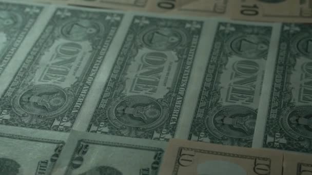 Very close up shot to one us dollar from slider 4K — Stock Video