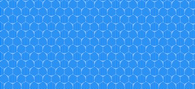 Mavi arkaplanda geometrik desenli kusursuz koyu mavi süs. Vektör illüstrasyonu