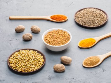 Spice chili pepper, cumin, nutmeg, fenugreek, turmeric, coriande