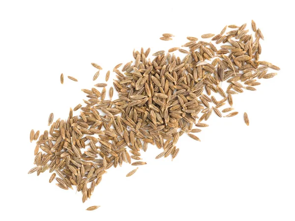 A bunch of cumin spices on white isolated background. Indian cui