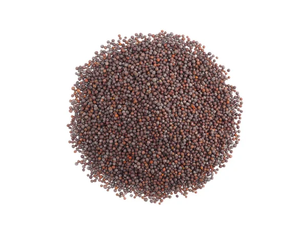 Un racimo redondo de semillas de mostaza sobre fondo blanco aislado. Ind —  Fotos de Stock