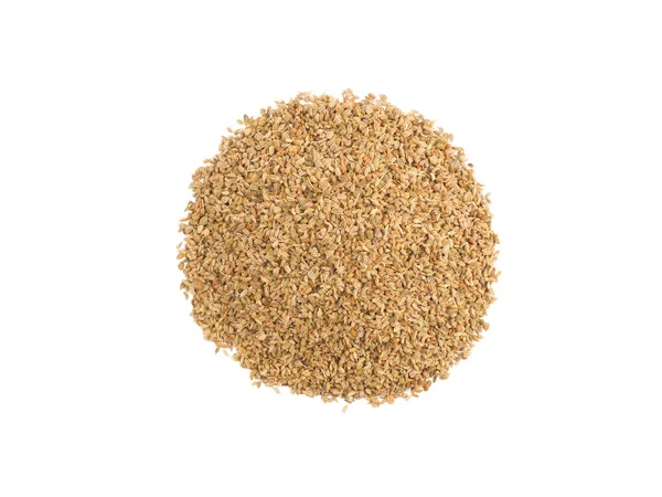 A round bunch of ajwain spice seeds on white isolated background — 스톡 사진