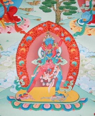Tibet tanrısı Chakrasamvara Tibet monas lotus çiçeğinde