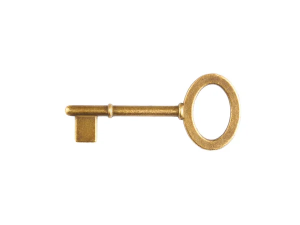 Bronze chave vintage isolado no branco — Fotografia de Stock