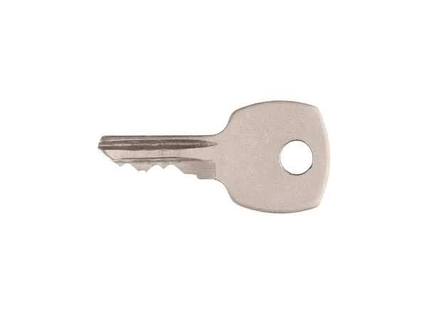 Nowoczesny klucz srebrny kolor izolowany na białym — Zdjęcie stockowe