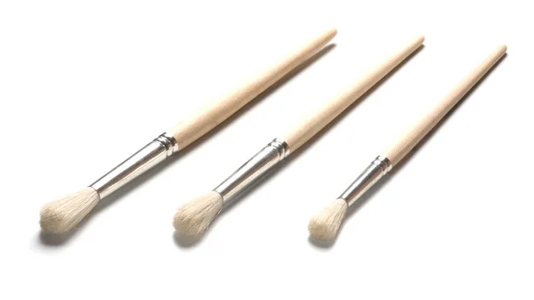 Drawing Tools Set Three Paint Brushes White Background — Stock Photo, Image