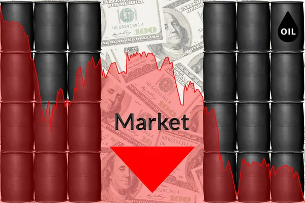 Faldende Oliepriser Det Finansielle Marked Finansiel Krise Koncept - Stock-foto