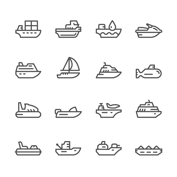 Set line icons of water transport — Stock Vector