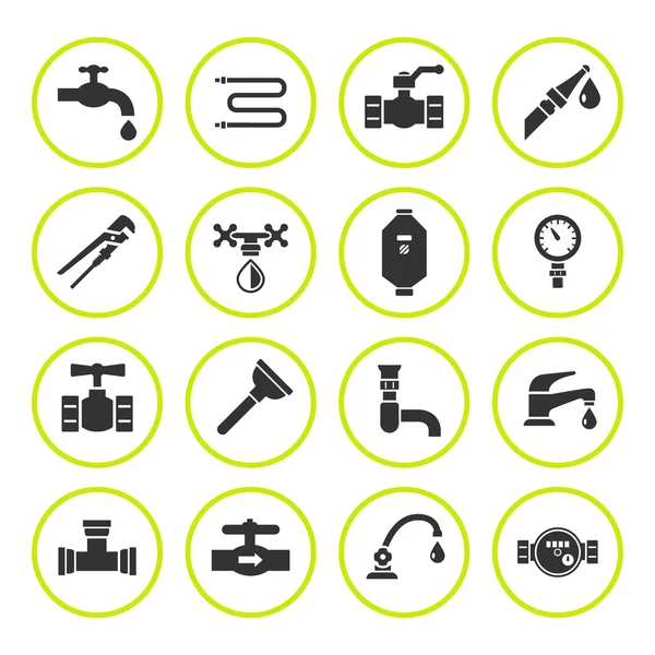 Set round icons of plumbing — Stock Vector