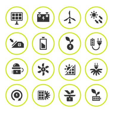 Alternatif enerji kaynaklarının yuvarlak Icons set