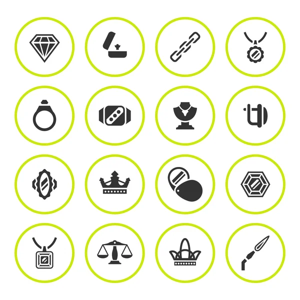 Set ronde iconen van sieraden — Stockvector