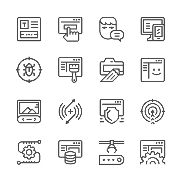 Set line icons of web development — Stock Vector