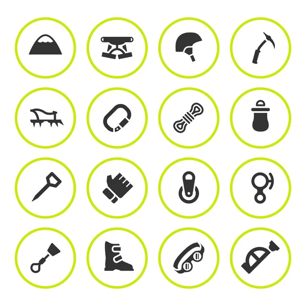 Set round icons of mountaineering — Stockový vektor