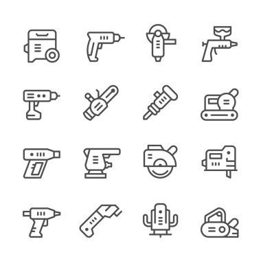 Elektrikli araçların satır Icons set