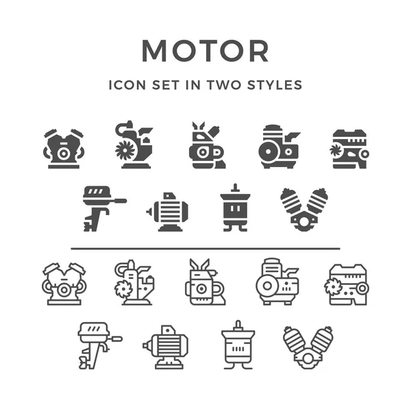 Set icons of motor and engine — Stock Vector