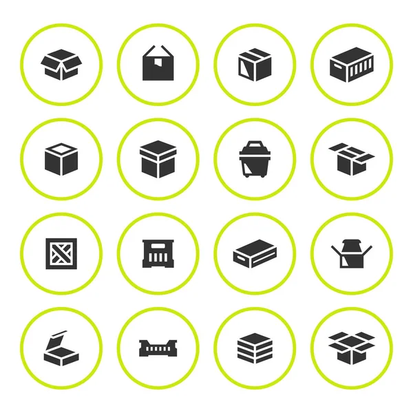 Set round icons of box — Stock Vector