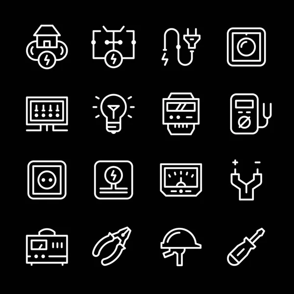 Establecer iconos de línea de electricidad — Vector de stock