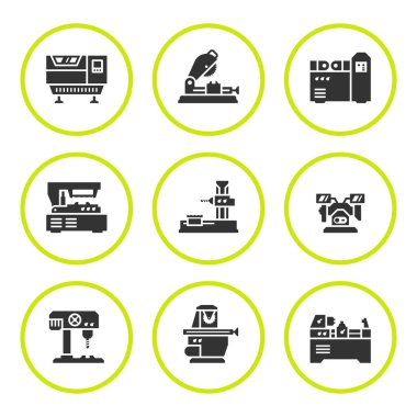 Makine alet yuvarlak Icons set