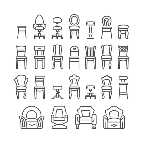 Set line icons of chair — Stock Vector