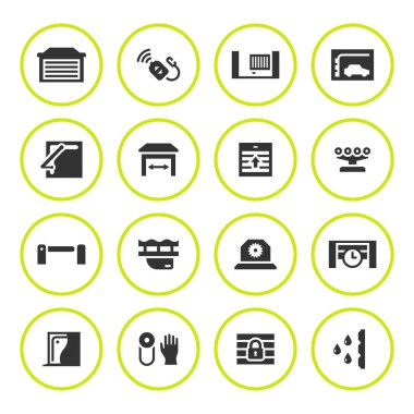 Bahçe Kapılarının Otomasyonu yuvarlak Icons set