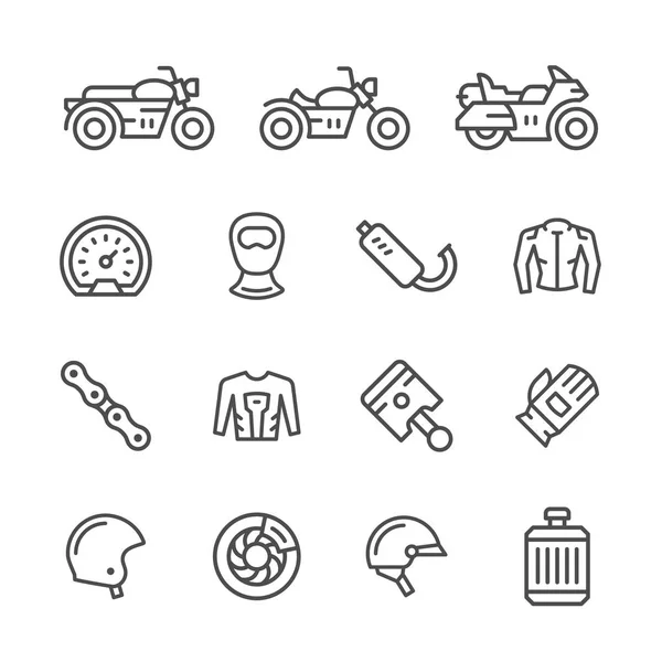 Conjunto de iconos de línea relacionados con la motocicleta — Vector de stock